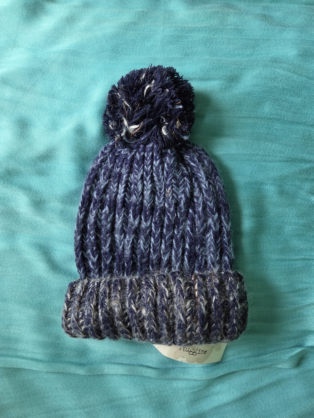 Blue Knitted Pom-Pom Beanie Hat